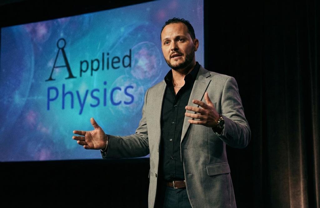 James R. Ward speaking on stage